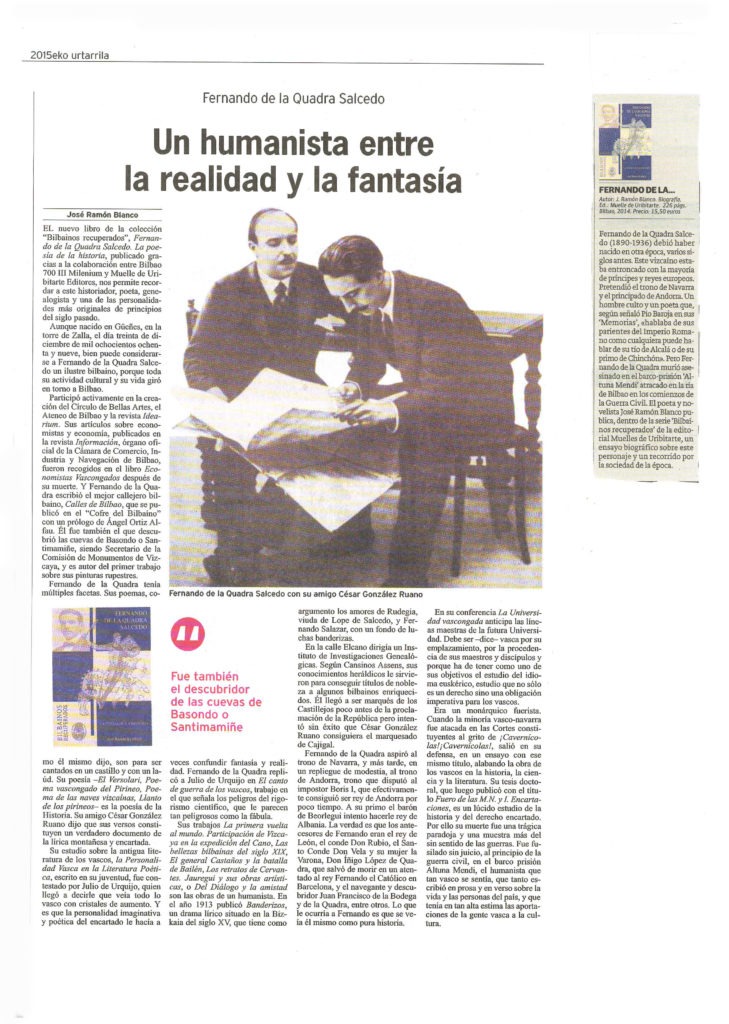 Imágen Artículo Quadra Salcedo. Periódico Bilbao.